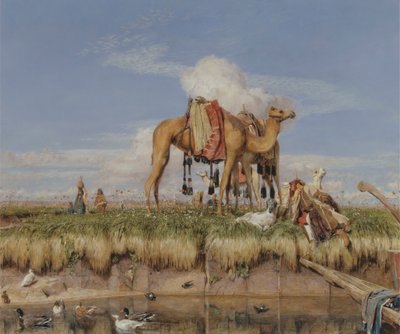 Nas Margens do Nilo, Alto Egipto [1876, Royal Academy of Arts, Londres, catálogo de exposições] de John Frederick Lewis