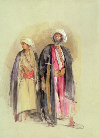 Xeque Hussein de Gebel Tor e Seu Filho, c.1842-43 (wc, guache, giz e grafite sobre papel) de John Frederick Lewis