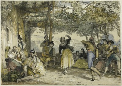 Camponeses espanhóis dançando o bolero de John Frederick Lewis