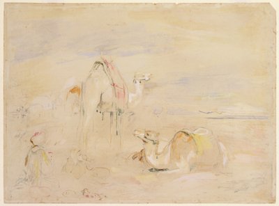 Estudo para uma paragem no Deserto (lápis e aguarela) de John Frederick Lewis