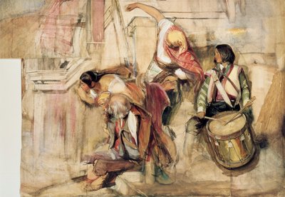 Estudo para a Proclamação de Dom Carlos, 1834-1838 de John Frederick Lewis