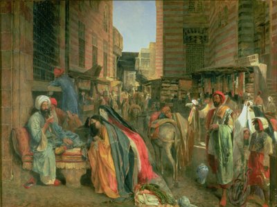 A rua e a mesquita do Ghooreyah, Cairo (painel) de John Frederick Lewis