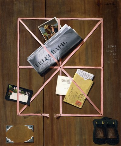 Imagens de rack com telégrafo, carta e cartões postais, 1880 de John Frederick Peto