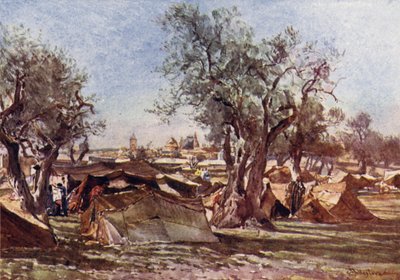 Acampamento beduíno fora do Muro Norte de Jerusalém de John Fulleylove