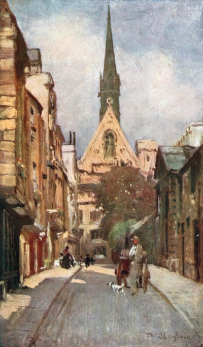 Capela do Exeter College, a partir de Ship Street (litografia a cores) de John Fulleylove