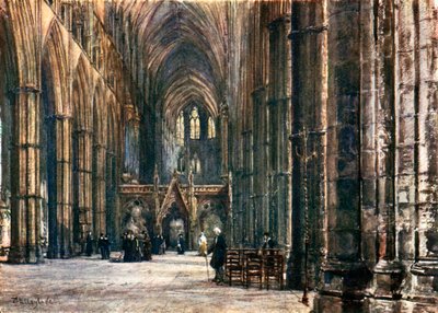 Interior da nave, virado para leste (litografia a cores) de John Fulleylove