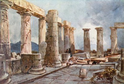 Interior, de, a, templo apollo, em, Bassae, em, arcadia de John Fulleylove