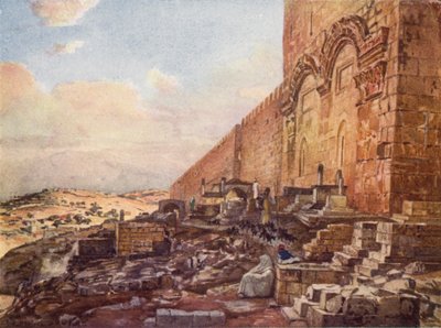 Jerusalém, exterior do portão dourado ou bonito de John Fulleylove