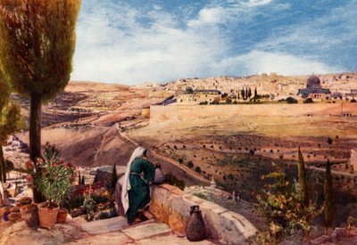 Jerusalém do Monte das Oliveiras, onde Cristo chorou sobre a cidade, 1902. de John Fulleylove