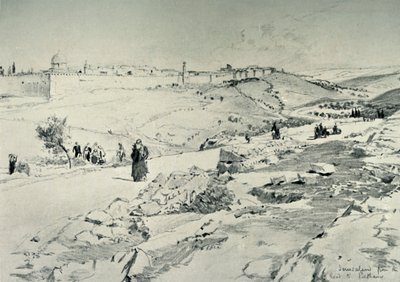 Jerusalém, com a estrada de Betânia, 1902. de John Fulleylove