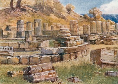 Olympia. A base do monte Kronos com os restos do templo de Hera e Philippeion de John Fulleylove