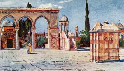 Púlpito de verão do patamar sul da cúpula da rocha, 1902. de John Fulleylove