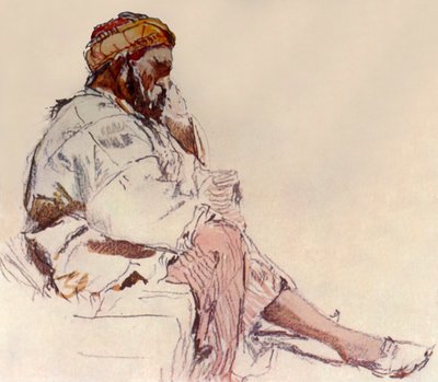 Camponês sírio sentado: em perfil, 1902. de John Fulleylove