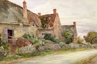 Casa de colmo com celeiro adjacente, 1881 (wc e grafite no papel) de John Fulleylove