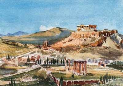 A Acrópole e o Templo de Zeus Olímpico dos Hill Ardettos de John Fulleylove