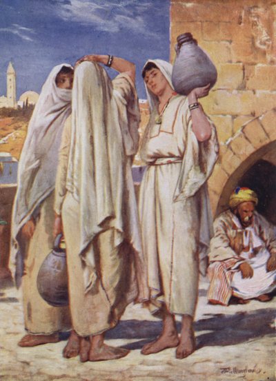 A Terra Santa: Syrian Women at a Well (cor litho) de John Fulleylove
