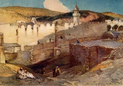 A mesquita em Hebron Over the Cave of Machpelah, 1902. de John Fulleylove