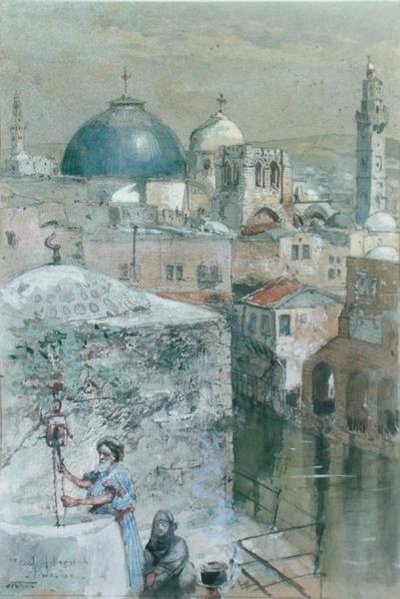 The Pool of Hezekiah in the Morning Light, c.1902 (aquarela sobre papel) de John Fulleylove