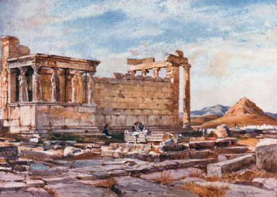 O Lado Sul do Erechtheum, com as Fundações do Templo Anterior de Athena Polias de John Fulleylove