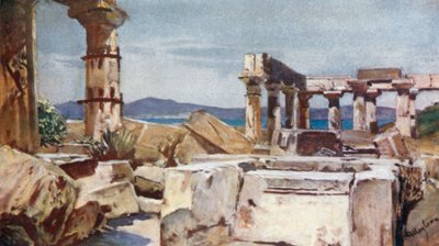 O templo de Atena na ilha de Egina de John Fulleylove