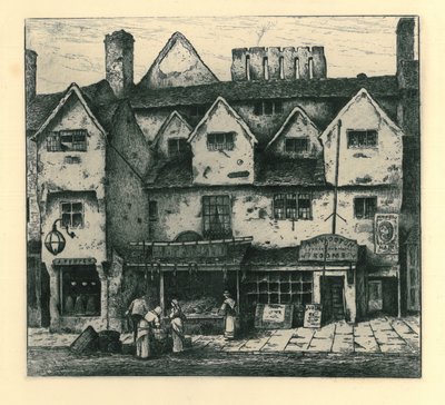 Casas Antigas, Digbeth, Walsall, de &39;Remnants Of Old Wolverhampton&39; Vol.I. N ° s 1-37, publicado em 1880 de John Fullwood
