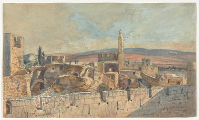 Vista da Cidade Velha de Jerusalém, segunda metade do século XIX. de John Fullylove