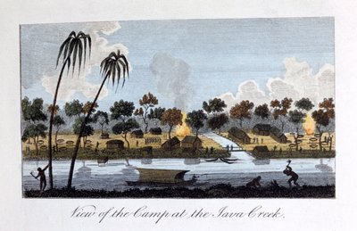 Vista do acampamento no Creek de Java, 1813 de John Gabriel Stedman
