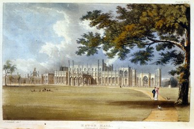 Eaton Hall, Entrance Front, do "Repository of Arts" de Ackermann, publicado em 1826 (ver também 182261) de John Gendall