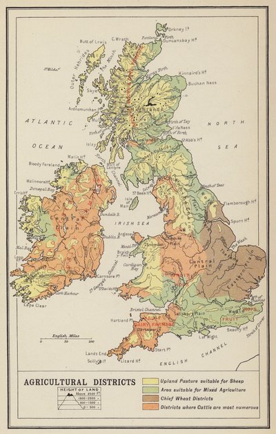 Ilhas Britânicas, Económicas, Distritos Agrícolas (litografia) de John George Bartholomew
