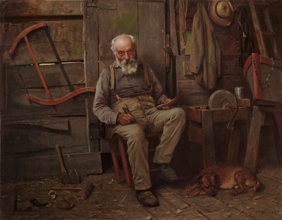 Construtor de barcos, c.1904 (óleo sobre tela) de John George Brown