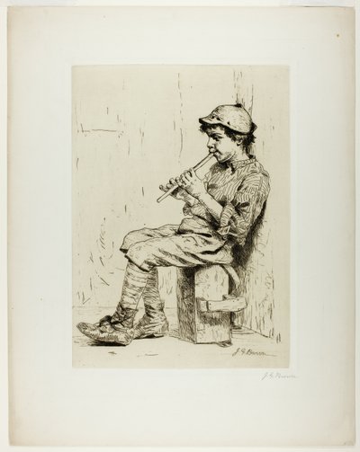 menino tocando flauta de John George Brown