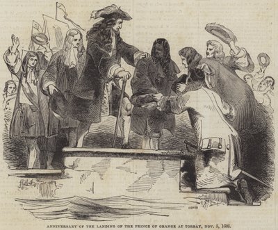 Aniversário do desembarque do Príncipe de Orange em Torbay, 5 de novembro de 1688 de John Gilbert