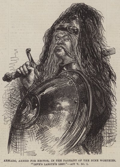 Armado, armado para Hector, no Concurso dos Nove Worthies, Trabalho do Amor Perdido, Ato V Cena I de John Gilbert