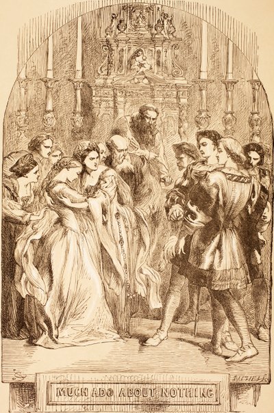 Ilustração para muito barulho por nada, de &39;The Illustrated Library Shakespeare&39;, publicado em Londres, 1890 de John Gilbert