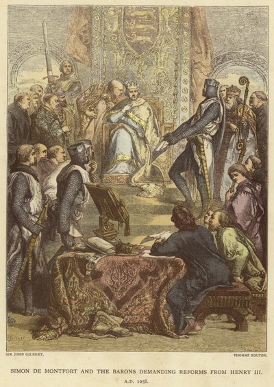 Simon de Montfort e os Barões exigindo reformas de Henrique III, em 1258 d. de John Gilbert