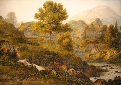 A Mountain Farmstead (aguarela sobre papel) de John Glover