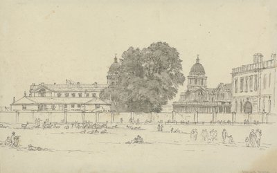 Greenwich Hospital (tinta e lavagem no papel) de John Glover