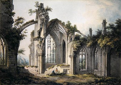Abadia de Melrose (aguarela sobre papel) de John Glover