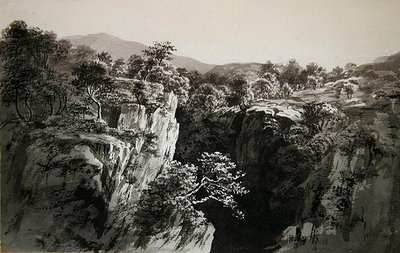 Na Conway, West Penmachno (lavagem de tinta em papel) de John Glover
