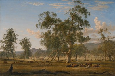 Paisagem de Patterdale com gado de John Glover