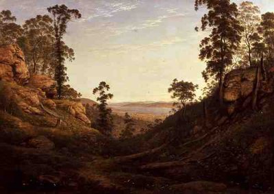 O Rio Derwent e Hobart Town, Tasmânia (óleo sobre tela) de John Glover