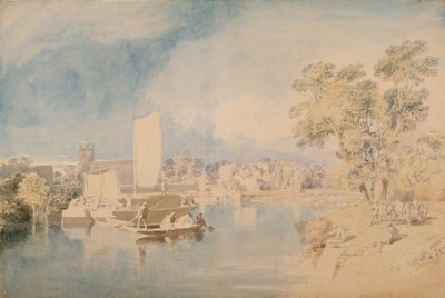 O Tâmisa em Isleworth, c.1805-10 (grafite e wc em papel) de John Glover