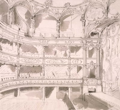 Interior do Teatro St. James, Londres (esboço) por John Gregory Crace de John Gregory Crace