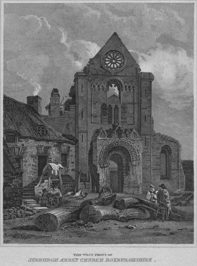 A frente oeste da igreja da abadia de Jedburgh Roxburghshire, 1814 de John Greig