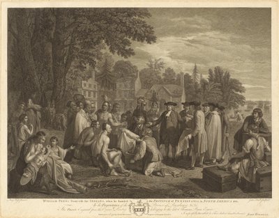 Tratado de William Penn com os índios de John Hall after Benjamin West