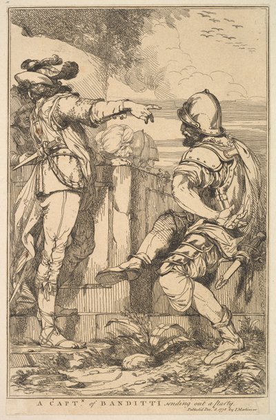 Um capitão de Banditti enviando uma festa de quinze gravuras dedicadas a ..., 8 de dezembro de 1778. de John Hamilton Mortimer
