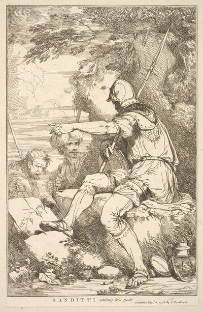 Banditti assume seu posto de quinze gravuras dedicadas a Sir Joshua Reynol ..., 8 de dezembro de 1778. de John Hamilton Mortimer