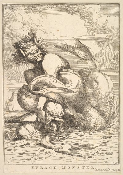 Enragd Monster de Fifteen Etchings Dedicado a Sir Joshua Reynolds, 8 de dezembro de 1778. de John Hamilton Mortimer