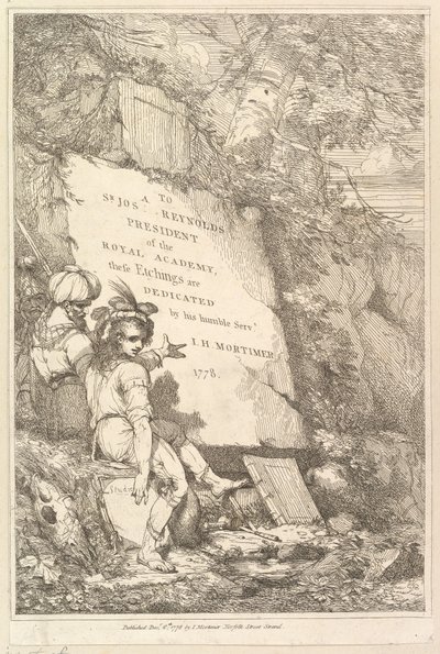 Frontispício quinze gravuras dedicadas a Sir Joshua Reynolds, 1778. de John Hamilton Mortimer