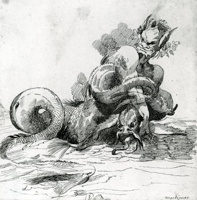 Ilustração de um monstro do mar, do século XVIII de John Hamilton Mortimer